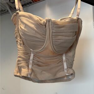 Ruched Beige Bustier Top